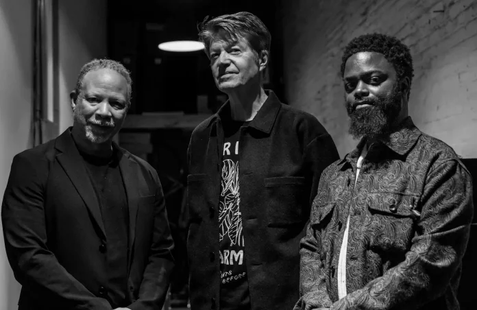 Trio of Bloom. L-R - Craig Taborn, Nels Cline and Marcus Gilmore. Photo by Frank Heath